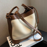 High Capacity Bucket Bag PU Leather Shoulder Bags