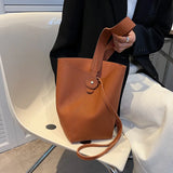 High Leather Shopping Bucket Bag For Women Handbags