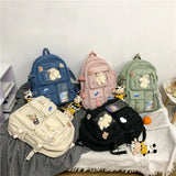 Large Capacity Girl Backpack High School Student Schoolbag Preppy Style Travel B