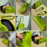 Large Capacity Green Tote Bag PU Leather Female Purse Handbag