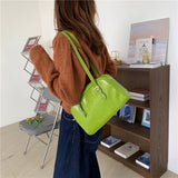 Large Capacity Green Tote Bag PU Leather Female Purse Handbag