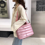 Large Capacity Women's Down Shoulder Bag Space Cotton Handbag