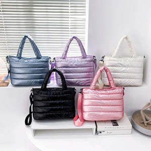 Large Capacity Women's Down Shoulder Bag Space Cotton Handbag