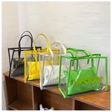 Casual Jelly Transparent Shoulder Bags Large Capacity Tote Handbags