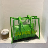Casual Jelly Transparent Shoulder Bags Large Capacity Tote Handbags