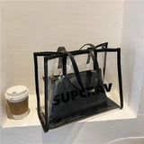 Casual Jelly Transparent Shoulder Bags Large Capacity Tote Handbags