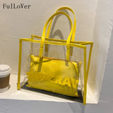 Casual Jelly Transparent Shoulder Bags Large Capacity Tote Handbags