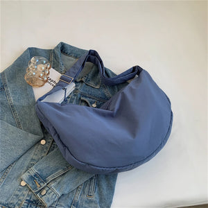 Large Capacity Lady Hobos Handbags Soft Nylon Plus Cotton Shoulder Bags