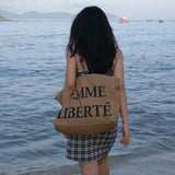 Large Capacity Lady Tote Bag Canvas Letters Shoulder Bag