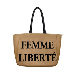 Large Capacity Lady Tote Bag Canvas Letters Shoulder Bag