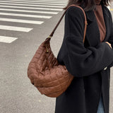 Large Capacity Cotton Shoulder Bag Winter Ladies Hobo Crossbody Travel Handbag