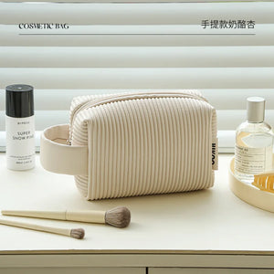 Large-Capacity Leather Makeup Bag Women Multifunction Toiletries Organizer