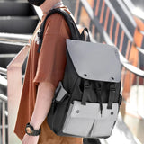 Large Capacity Men Backpack Laptop 15.6 Inch Water Proof Oxford Gray