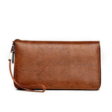 Men's Clutch Hand Bag Hollow Out Long Wallet PU Leather Money Purse
