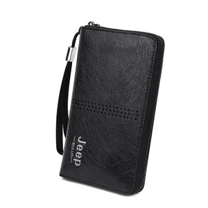 Men's Clutch Hand Bag Hollow Out Long Wallet PU Leather Money Purse