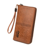 Men's Clutch Hand Bag Hollow Out Long Wallet PU Leather Money Purse