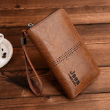 Men's Clutch Hand Bag Hollow Out Long Wallet PU Leather Money Purse