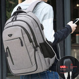 Large Capacity Men's Waterproof Oxford Cloth Rucksack USB Computer Bag