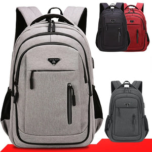 Large Capacity Men's Waterproof Oxford Cloth Rucksack USB Computer Bag