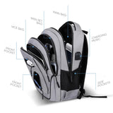 Large Capacity Men's Waterproof Oxford Cloth Rucksack USB Computer Bag