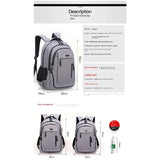 Large Capacity Men's Waterproof Oxford Cloth Rucksack USB Computer Bag