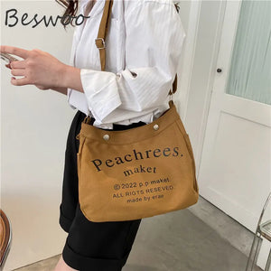 Canvas Messenger Bag Women Shopper Travel Crossbody Shoulder Bag
