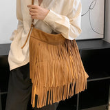 Large Capacity Messenger Bags For Women Matte Tassel Shoulder Bags