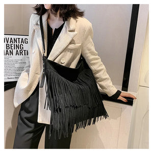 Large Capacity Messenger Bags For Women Matte Tassel Shoulder Bags
