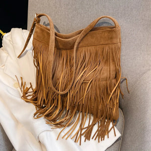 Large Capacity Messenger Bags For Women Matte Tassel Shoulder Bags