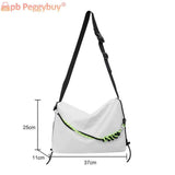 Large Capacity Messenger Bag Sling Crossbody Solid Leisure Green Ribbon