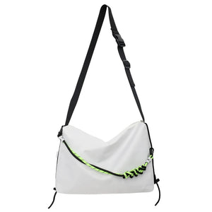 Large Capacity Messenger Bag Crossbody Green Ribbon for Travel Sports