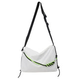 Large Capacity Messenger Bag Crossbody Green Ribbon for Travel Sports