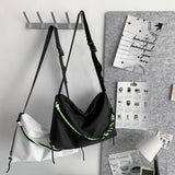 Large Capacity Messenger Bag Crossbody Green Ribbon for Travel Sports