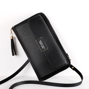 Large Capacity Long Wallet PU Leather Women's Clutch Shoulder Bag
