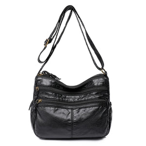 Vintage Multilayer Crossbody Bag Women Shoulder Handbag Leather Messenger