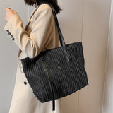 British Style Corduroy Shoulder Bag Women's Handbag Crossbody Purse Tote Satchel