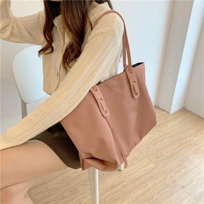 Large Nylon Shoulder Bags Waterproof Top-handle Totes for Women