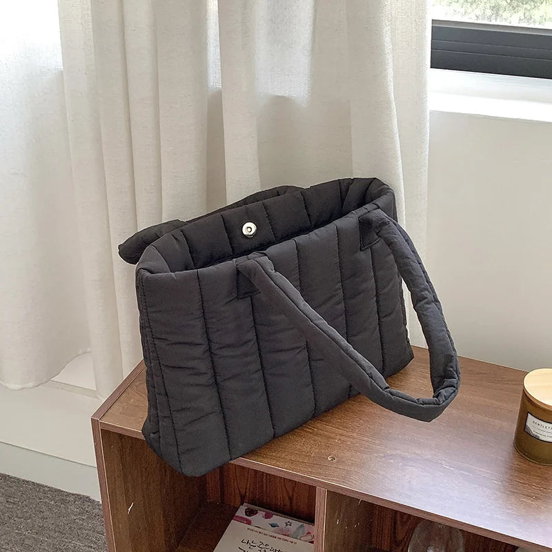 Winter Nylon Tote Bag Vintage Lady Shoulder Purse Handbag