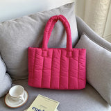 Winter Nylon Tote Bag Vintage Lady Shoulder Purse Handbag