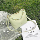 Large Capacity One Shoulder Bags PU Leather Vintage Bucket Handbag