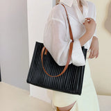 Large Capacity PU Bag Women's Portable Shoulder Bag Commuter Tote Bag