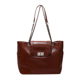 Large Capacity Retro Shoulder Bag with Chains Handbag