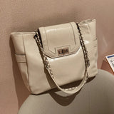 Large Capacity Retro Shoulder Bag with Chains Handbag