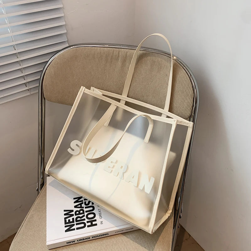 Large Capacity PVC One Shoulder Bag Women's Transparent Handbag