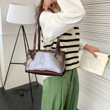 Large Capacity Patent Leather Shoulder Bag for Women