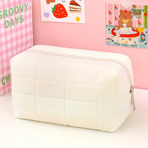 Pink Plush Makeup Bag Pencil Case Student Storage Soft Organizer