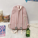 Large Capacity Plaid Backpacks for Teenage Girls England Style