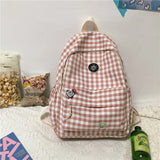 Large Capacity Plaid Backpacks for Teenage Girls England Style