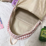 Large Capacity Plaid Backpacks for Teenage Girls England Style