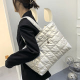 Plaid Casual Tote Feather Down Shoulder Bag Female Hand Bags